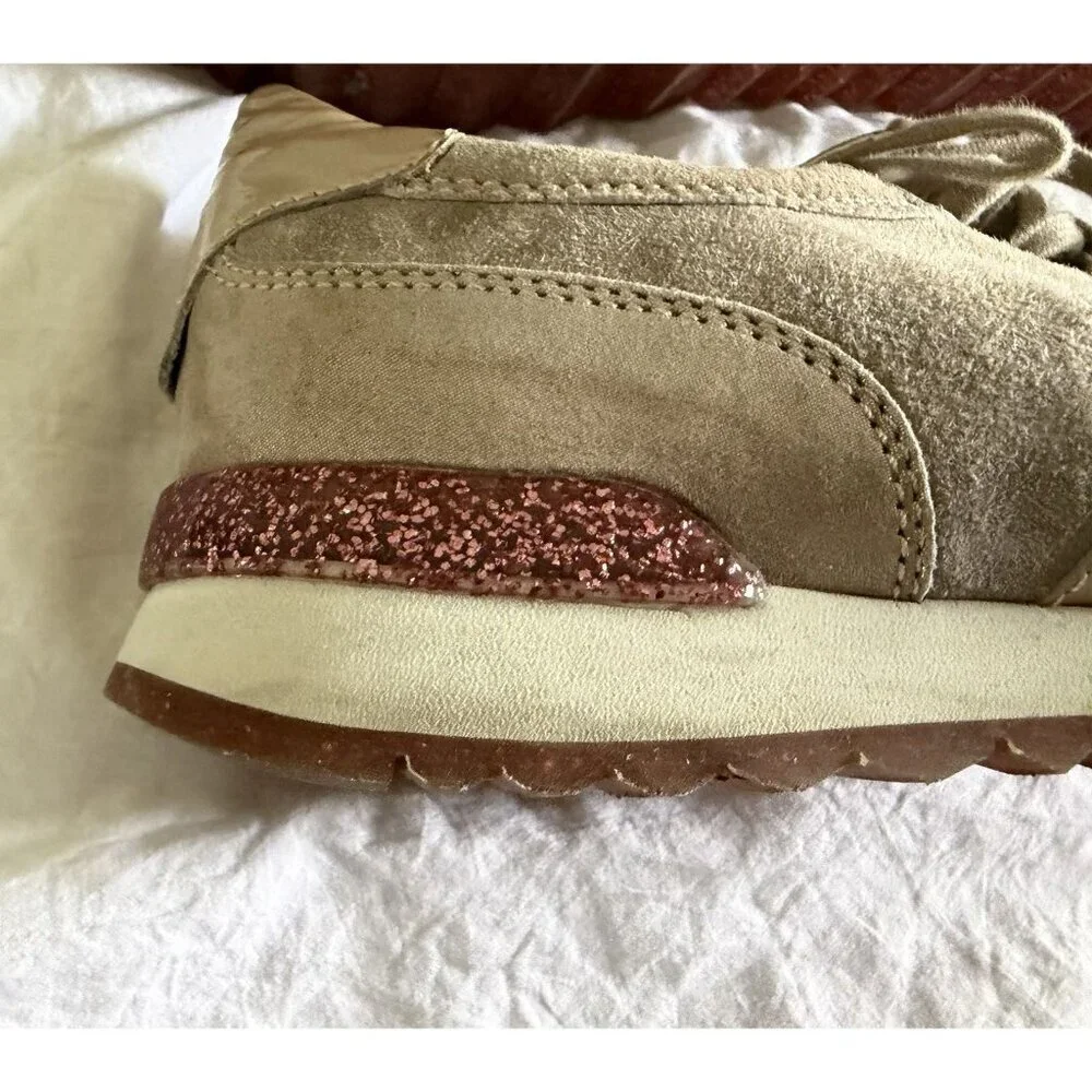 AGL Dalia Metallic Leather & Glitter Fashion Sneakers Sz EU 40/ US 9.5 Nude/Pink
